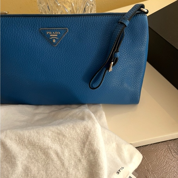 Prada Handbags - Prada Vibrant Blue Leather Pouch